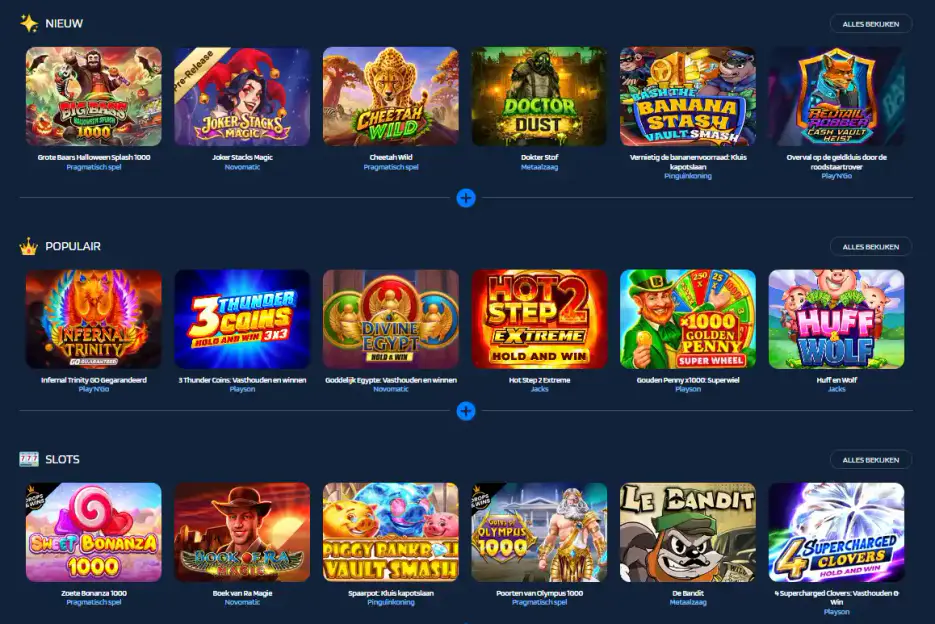 Overzicht van nieuwe, populaire en klassieke casinospellen bij JaaBet